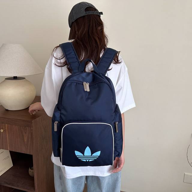 Adidas阿迪达斯三叶草 男女休闲双肩包户外运动大容量背包电脑包校园高中大学生书包 尺寸:41×34×13
