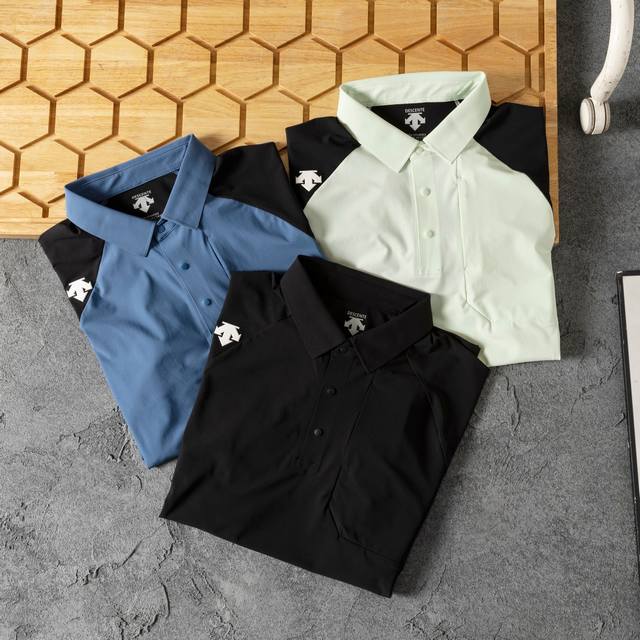 25夏 新品 Descente迪桑特男士冰丝Polo衫｜短袖速干无痕压胶款 兼顾休闲商务与运动户外，男士夏季穿搭首选！冰感面料，清爽出行 这一季不可错过的高性能