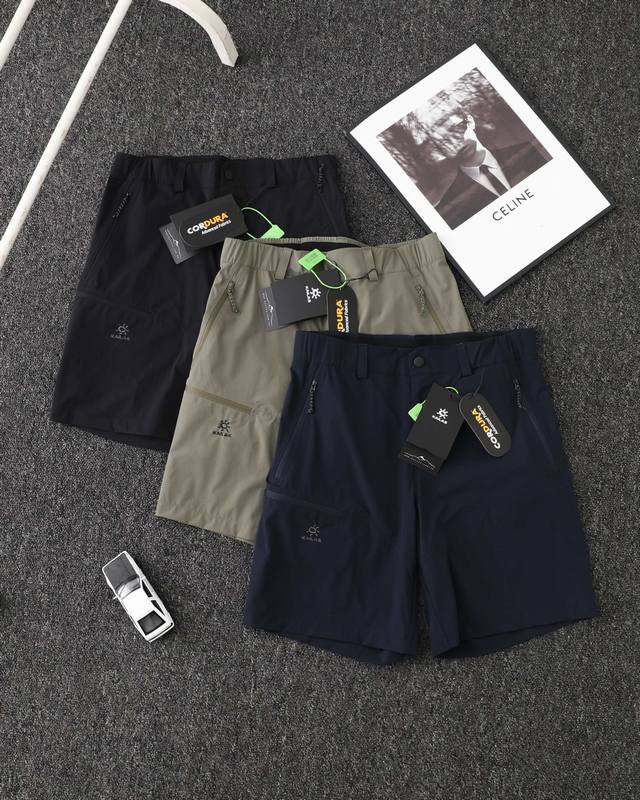 供 凯乐石Kailas T9-X系列 夏季户外登山健身运动速干宽松休闲五分裤短裤 原单品质！ 采用Cordura轻量耐磨快干面料，由88%锦纶和12%氨纶组成，