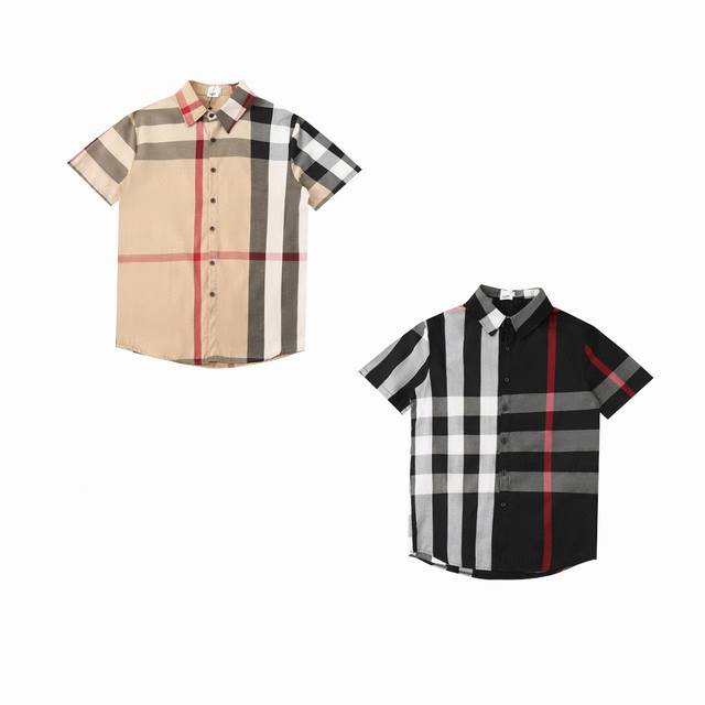 Burberry 巴宝莉24Ss夏季新款格子衬衫短袖 定制成衣染色格子，上身凉爽舒适，手感非常的舒适，面料亲肤，吸汗，舒服！立体剪裁，完美的车工走线，垂坠的手感