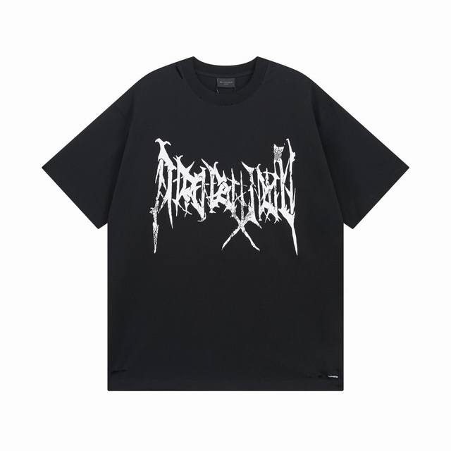 Balenciaga 巴黎世家2025 Ss 最新经典Logo艺术梵文字体龟裂印花短袖T恤 本市场No.1的质量 真正天花板品质 全部原版开发 注意细节图 避免