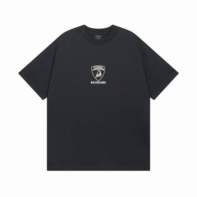 Balenciaga 巴黎世家2025 Ss 最新联名兰博基尼Lamborghini前后印花短袖T恤 本市场No.1的质量 真正天花板品质 全部原版开发注意细节