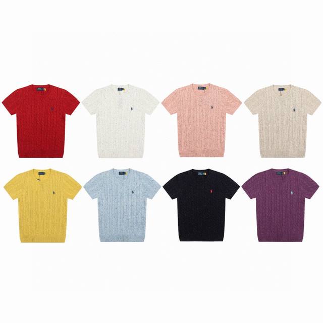 顶级品质 女款 拉夫劳伦Ralph Lauren羊毛混纺小马刺绣Logo麻花针织短袖 手感软糯，舒适亲肤，通身绞花编织设计，工艺复杂，耗时费力，圆领的设计，修饰