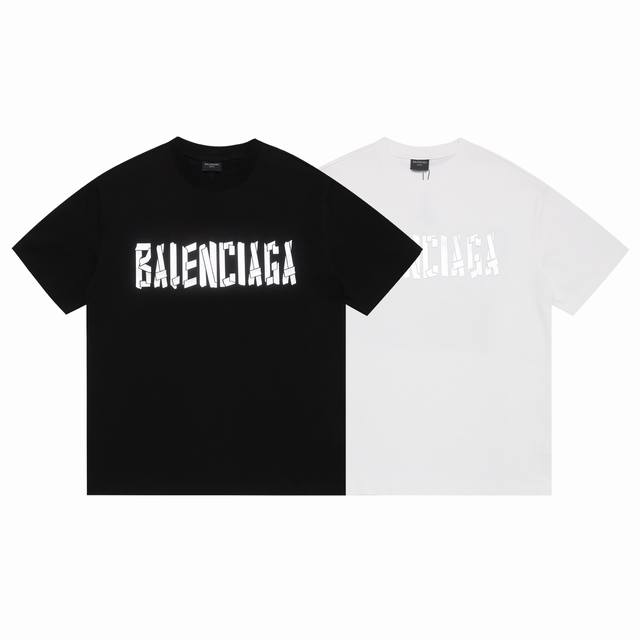 Balsenciaga巴黎世家2025Ss新款高版爆裂金属材质字母硅胶立体工艺情侣休闲短袖T恤 面料：240克双纱高密度纯棉面料 - 工艺: 整件衣服采用精密压