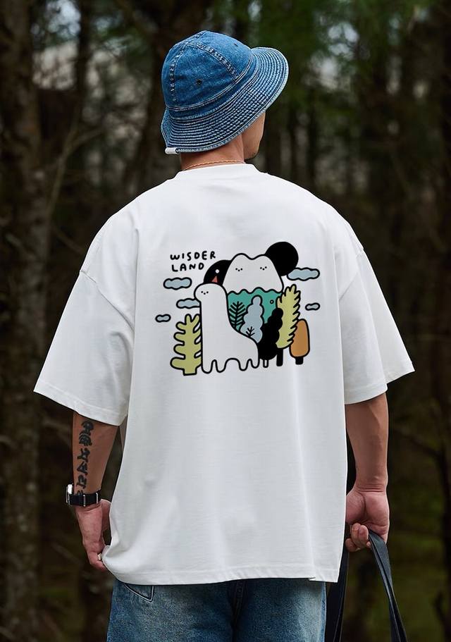 260G重磅纯棉 The North Face 北面 Tnf 软萌小动物 山川绿植 短袖T恤 男女同款 半袖 情侣款 面料工艺： 1.260G重磅纯棉，100%