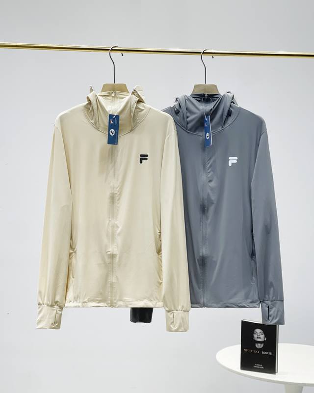 冰感降温！斐乐Fila2025夏新款男士冰丝防晒皮肤衣外套，男女同款，冰爽防晒，降温隔热！ 一件顶十件=空调衫+运动外套+薄外套+防晒帽+遮阳伞+冰袖+防晒面罩