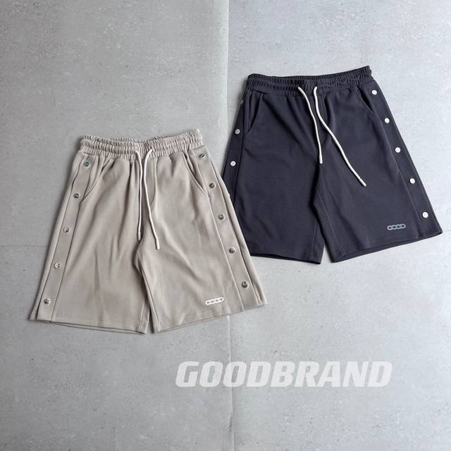 手机支持Nfc验证 顶级原厂品质Goodbrand 25S S 斜纹排扣直筒系带休闲短裤 Good硅胶字母小标复古双排纽扣定制双口袋 高级感轻奢时尚高街复古情侣
