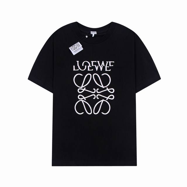 顶级最高版本 Loewe 罗意威 经典胸口异形绣花错位图案圆领短袖T恤半袖 男女同款 情侣款 宽松版型 最高版本 原版面料 高版本 高品质 所有细节 面料辅料工