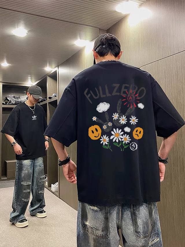 260G重磅纯棉 Adidas Originlas 三叶草 阿迪达斯 手绘风 雏菊 短袖T恤 男女同款 半袖 情侣款 面料工艺： 1.260G重磅纯棉，100%