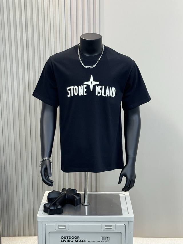 Stone Island 石头岛 25Ss黄胶带罗盘印花男女情侣短袖T恤 小红书热门爆款，明星网红同款穿搭，男女日常通勤穿搭必备单品！ 高品质260克高克重双纱