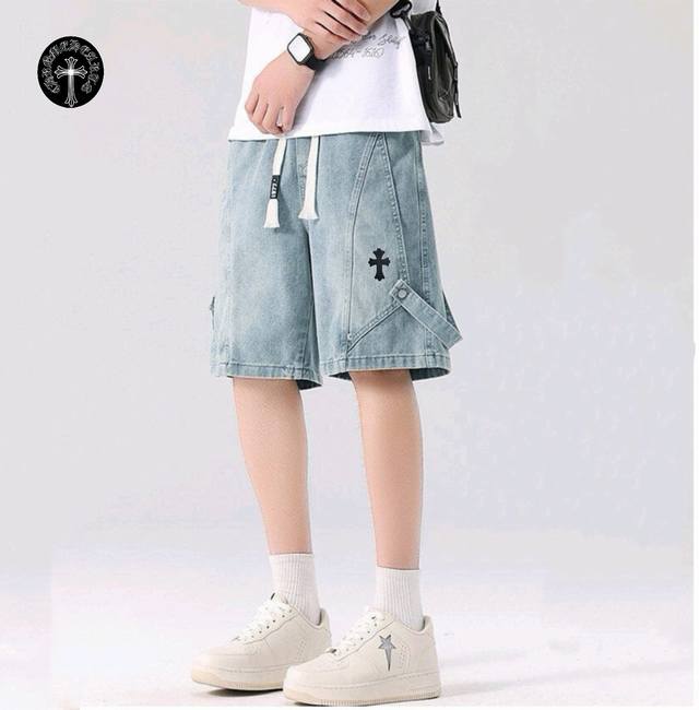 克罗心Chrome Hearts 夏季薄款水洗牛仔潮裤 男女同款 采用国际进口优质牛仔面料 百洗不裂 不变形 耐磨性高 色牢度牢等特点 穿着舒适 透气 有坠感