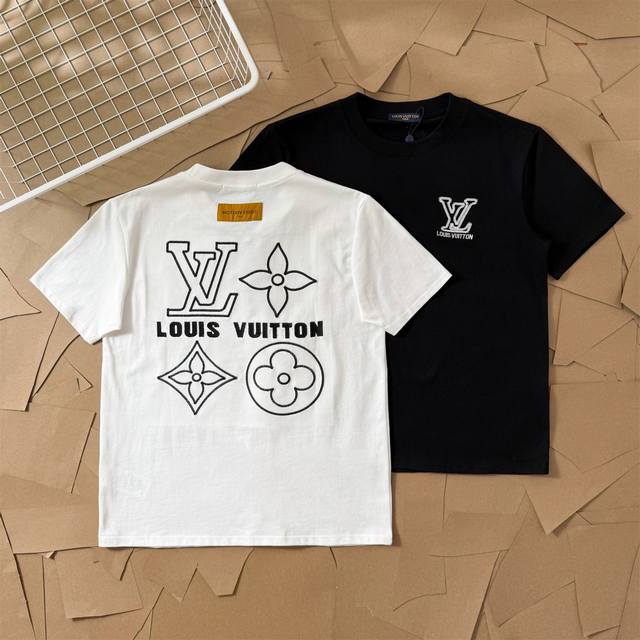 Lv 多标刺绣圆领短袖 29 Louisvuitton官网Zp同步新款针织 面料采用32支双纱280克高克重纯棉面料 同缸定织定染原版同色螺纹 前后进口机器4万