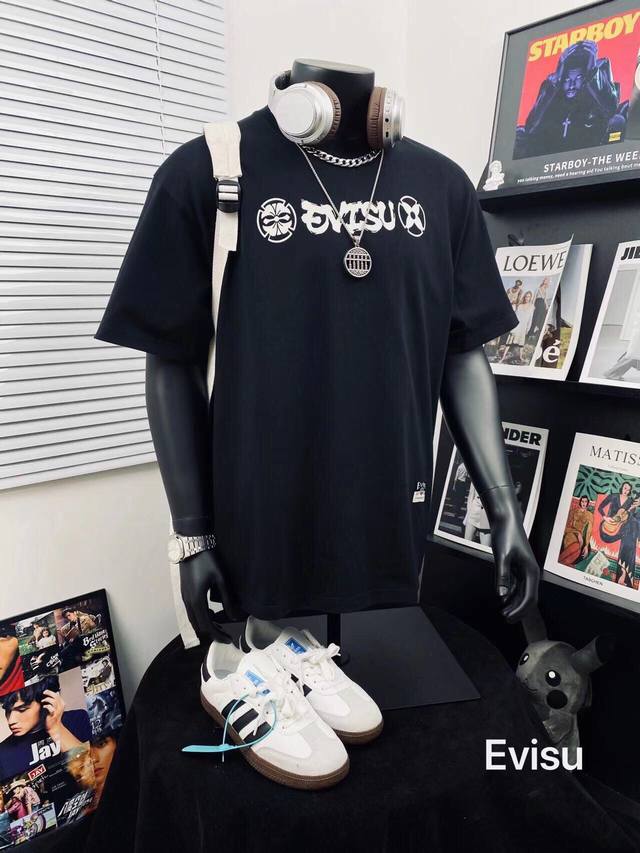 Evisu 福神高版本达摩滑头印花男女休闲短袖T恤 不得不推荐一款非常受欢迎的硬货！280克双纱面料 有型 更有质感 夏季你需要这样一件超百搭的T恤看品质无敌、