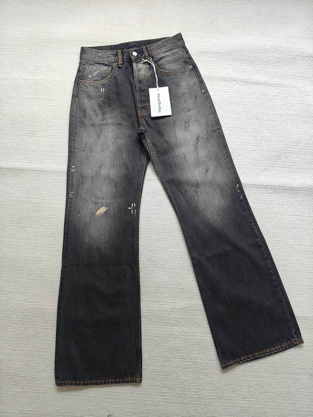Acne Studio Ac 黑泼墨 M版型Vintage 微喇版型牛仔休闲裤 - 颜色：黑色泼墨 - 尺码：30 31 32 33 176 145建议31 尺
