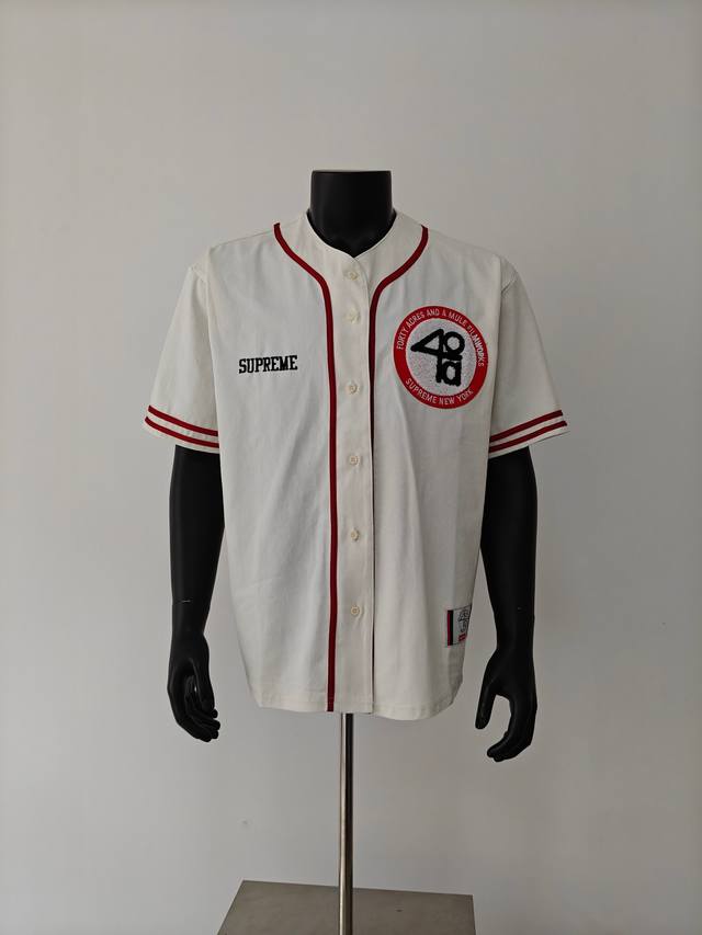 Supreme X 40 Acres 联名款 Ss25 Week9 Twill Baseball Jersey 后背数字英文Logo印花舒适简约休闲短袖美式潮流