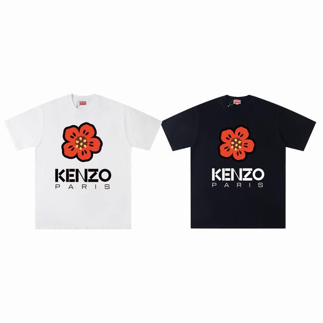 Kenzo 高田贤三经典卡通海棠花Logo印花休闲情侣短袖T恤-顶级品质 Coler：黑色 白色 Size：M L Xl 2X Number：252254 采用