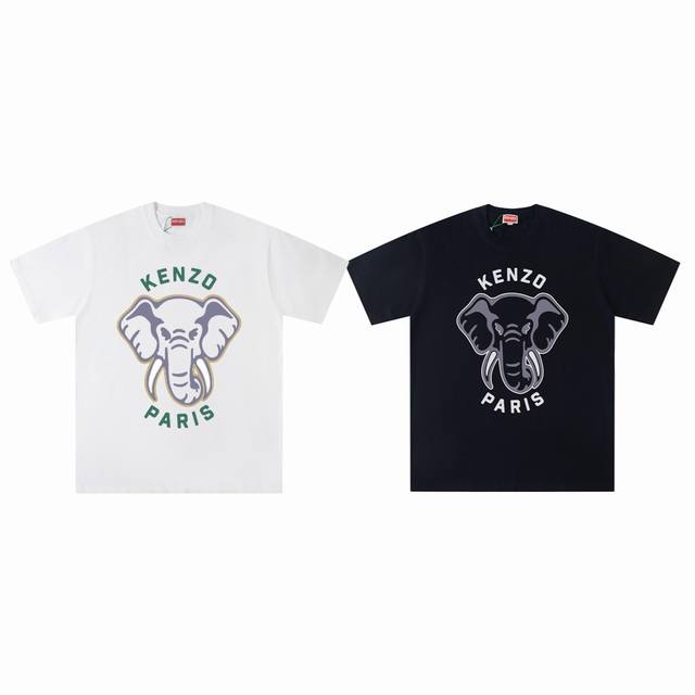 Kenzo 高田贤三25Ss大象Logo字母印花休闲情侣短袖T恤-顶级品质 Coler：黑色 白色 Size：M L Xl 2X Number：252256 采