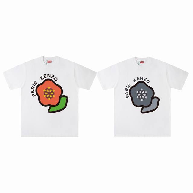 Kenzo 高田贤三25Ss波普海棠花Logo字母印花休闲情侣短袖T恤-顶级品质 Coler：白黑 白红 Size：M L Xl 2X Number：25225