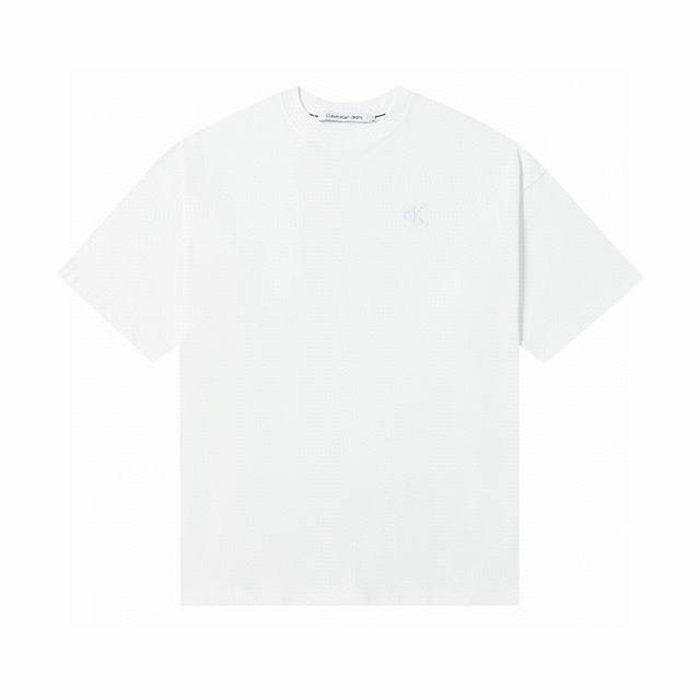 Calvin Klein Ck 25Ss 爆款 前幅刺绣后背 3D 立体凹凸压花 Logo情侣圆领短袖 T恤-原版代购品质 Color：黑色 白色 粉色 蓝色
