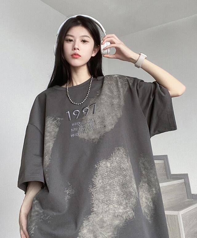 Fog Essentials 复线Fead Of God 夏季美式高街刺绣三色涂鸦扎染短袖T恤上衣 甄选原单高品质面料，手感无敌，260G纯棉磨毛面料，吸汗透气