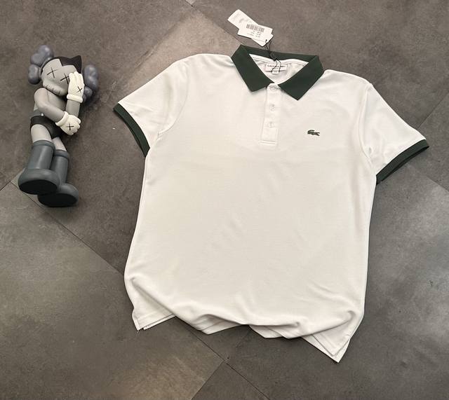 潮牌 Lacoste 鳄鱼刺绣Polo衫情侣款短袖T恤Polo衬衫！ ：240G双纱潮牌专用棉，纹理清晰，质感满满，同缸定染1×1无色差精密纯棉螺纹，层搭叠穿，