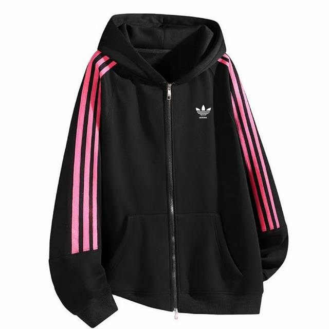 供 Adidas阿迪达斯专柜同款发售春季新款港风条纹开衫经典三杠小Logo印花连帽外套最优品质 爆炸上新 出街回头率超高的的连帽外套！三杠的设计搭配上左胸的小L