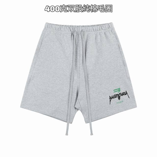 巴黎世家Balenciaga 巴黎Paris泼墨基础款印花双股400克纯棉毛圈男女情侣款短裤 面料：独家定制面料采用400G纯棉毛圈面料市场找不到第二家，可以说