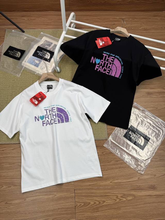 Thenorthface北面全棉重磅印花Logo男女同款短袖T恤 北面夏季新品商务休闲正统字母花Logo透气舒适弹力圆领T恤，实打实的性价比 经典短袖T恤，一贯