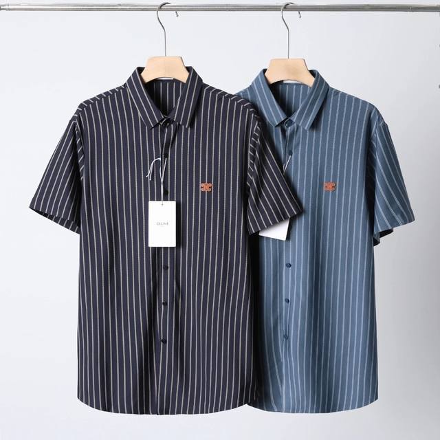 Celine 赛琳25Ss夏季新款无痕桑蚕丝短袖衬衫！ 高端定制进口原版桑蚕丝面料，蚕丝是动物蛋白纤维 天然珍贵 光滑柔软，富有光泽，吸湿透气，冬暖夏凉，很好的