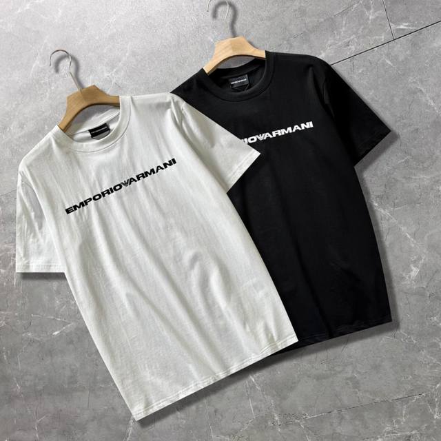 高品质 Armani 阿玛尼Ea7 2025春季新款男士经典基础款圆领T恤 高品质首选认准品质下单 经典百搭款 胸前时尚印花 拉架平纹精梭全棉220克洗水面料