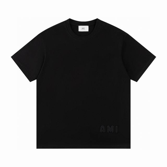 全国首家定染版本 Ami 艾米 2025Ss下摆刺绣章仔短袖T恤 全网首家定染100%无色差版本 区别市面拿相近颜色随便做货的快餐货 欢迎对比 和专柜有色差 承