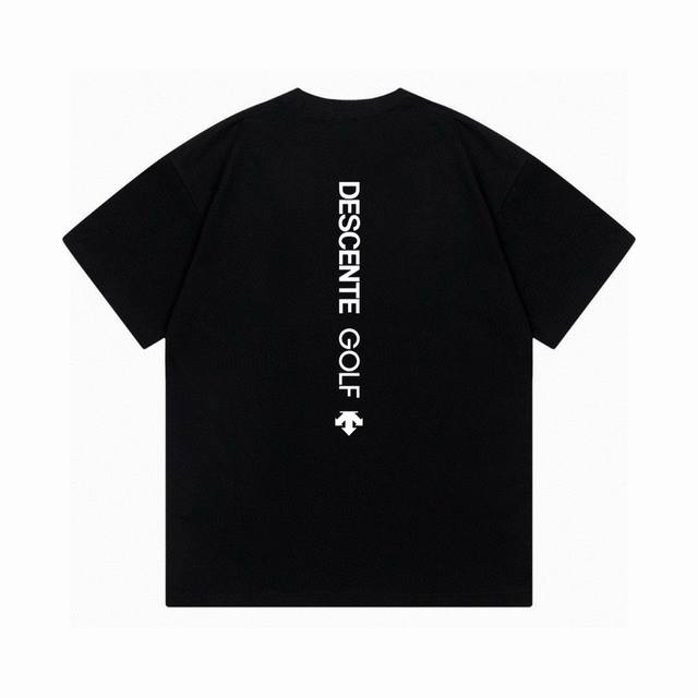 Descente 迪桑特 2025新款 前幅立体凸胶Logo 后幅印花字母 男女同款 短袖T恤 定制300克100％双纱纯棉面料 定染32支双股螺纹 领标吊牌主