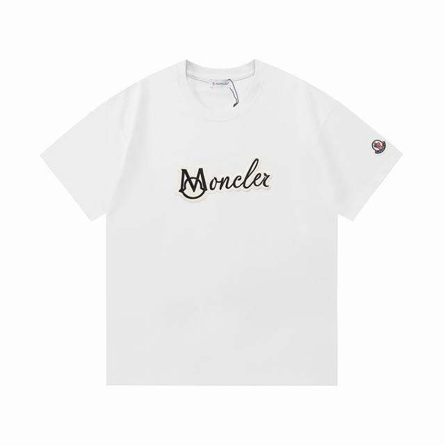 Moncler 蒙口 2025新款 贴布刺绣刺绣Logo 定制袖标 男女同款 短袖T恤 定制260克100％双纱纯棉面料 定染32支双股螺纹 领标吊牌主唛三标齐