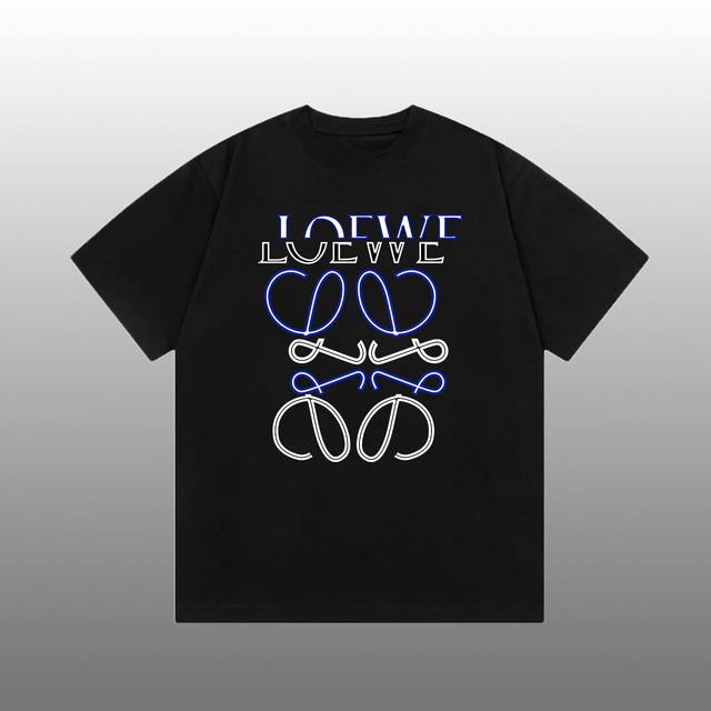 Loewe 罗意威 印花Logo百搭潮流短袖T恤 吊牌 领标 水洗唛 三标齐全 高端26S双纱面料男女同款 尺码：S-Xxl 颜色：黑色，白色