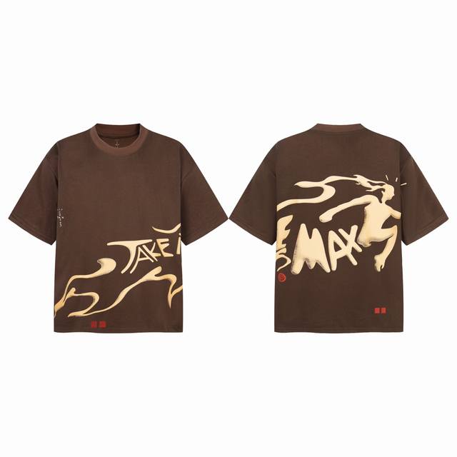 Tr23 Travis Scott Cactus Jack Fw22 字母Logo印花复古短袖T恤 小领口设计 热固油墨印花 高街复古重磅Vintage短袖 尺