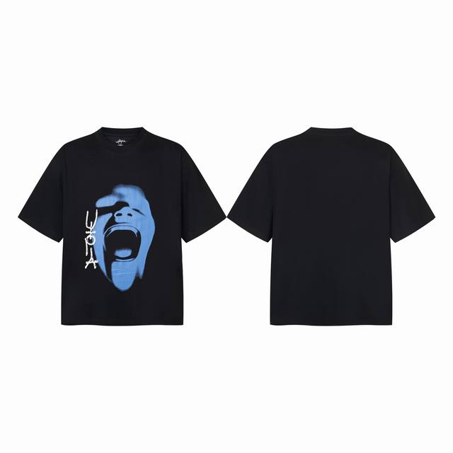 Tr26 Travis Scott Cactus Jack X Utopia乌托邦联名款哭泣蓝脸短袖 小领口设计 热固油墨印花 高街复古重磅Vintage短袖