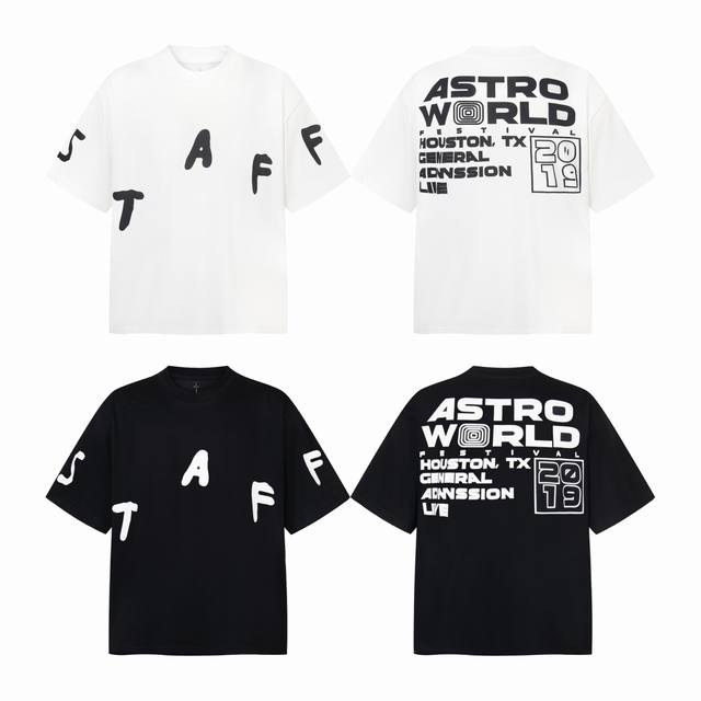 Tr16 Travis Scott Canctus Jack经典字母周边男女同款短袖T恤 小领口设计 热固油墨印花 高街复古重磅Vintage短袖 尺码：S M