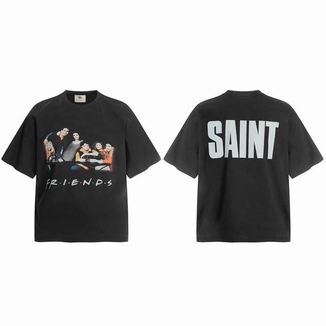 Vt9245 Saint Michael X Friends致敬“老友记”主角数码人像直喷印花复古短袖T恤 小领口设计 数码直喷印花 高街复古重磅Vintage