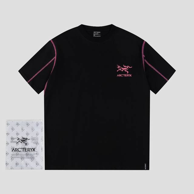 始祖鸟 Ayc Teryx 款号F777-2 Fw短袖T恤 小鸟字母Logo明线拼接印花 高端32S双纱280克面料 重磅面料 定制拉架罗纹同缸同染 三标齐全