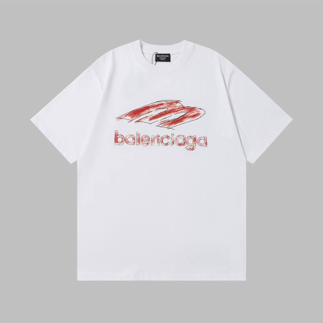 巴黎世家 Balenciaga 印花短袖T恤 - Size：S、M、L、Xl - 颜色：黑色、米色、白色 - 面料：300克优质面料 采用300克亲肤透气面料，