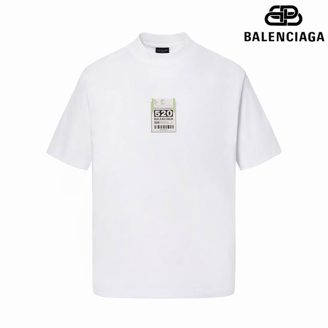 9199# 细节图 顶级版本 Balencia*Ga 官网品质 巴黎新款七夕情人节520标签印花短袖T恤 Os版型 宽松落肩 男女同款 面料：280克100%纯