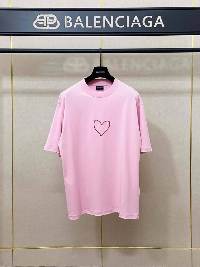 9159# 实拍图 顶级版本 Balencia*Ga 官网品质 巴黎新款七夕限定爱心Logo印花短袖T恤 Os版型 宽松落肩 男女同款 面料：280克100%纯
