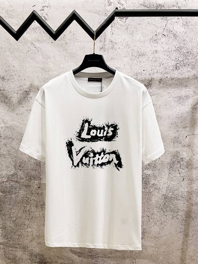 Louis Vuitton*路易威登 Lv泼墨涂鸦直喷短袖T恤 定制280克32支全棉双纱紧密爽滑面料 布面干净 布纹清晰 手感非常细腻扎实 更加力挺 舒适透气