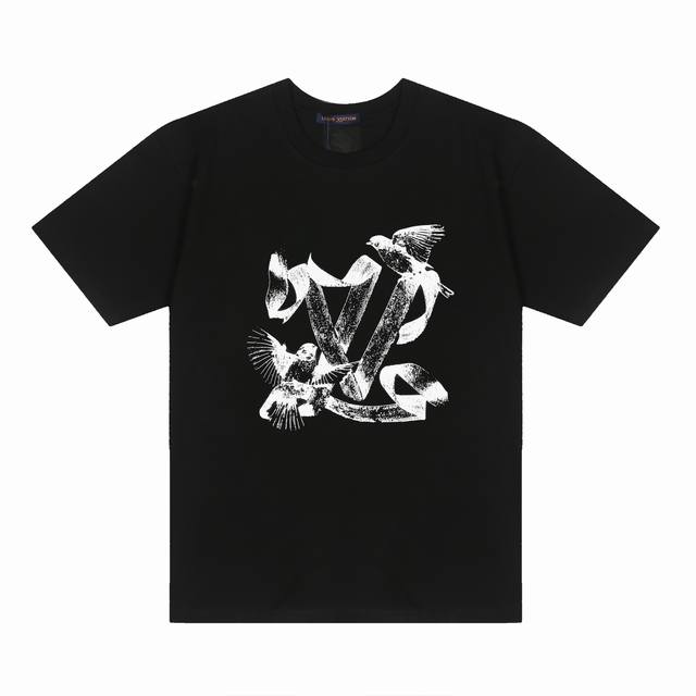 Louis Vuitton*路易威登 Lv飞鸟和平鸽素描印花短袖T恤 定制280克32支全棉双纱紧密爽滑面料 布面干净 布纹清晰 手感非常细腻扎实 更加力挺 舒