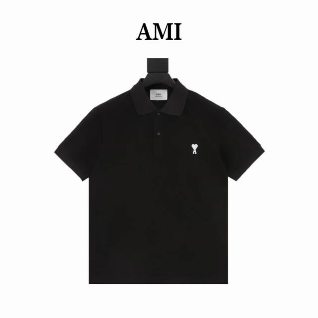 Ami圆领平绣小白爱心Polo衫 Size:S-Xl