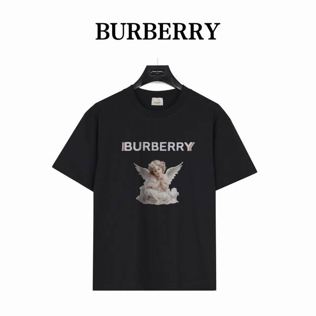 Burberry 巴宝莉 小天使图案 款号:Bb14 黑色 240克重磅小落肩100%棉T恤。Os版型，宽松有型好搭配。采用精梳紧密赛络工艺，面料更耐磨。袖口以