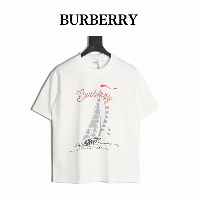 Burberry 巴宝莉 25Ss 帆船短袖T恤 面料采用定制240G 26支特滑双股精棉平纹高密无尘全棉布料。前幅高密度加厚，走线平整，代工品质，全套定制辅料