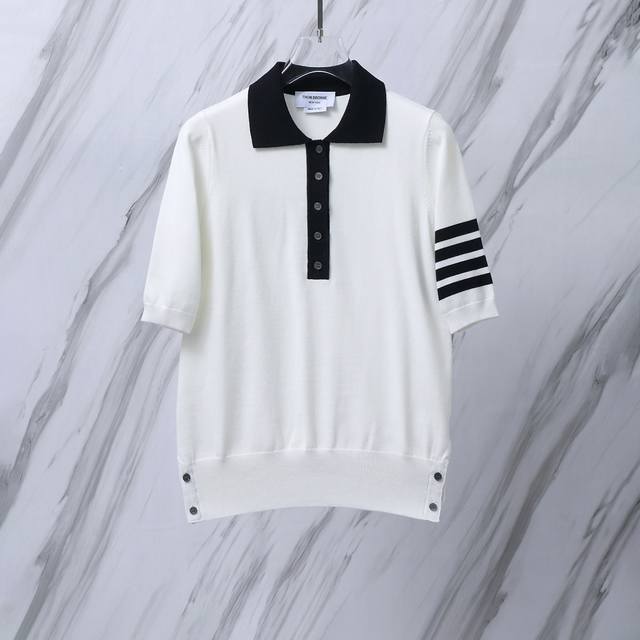 女款 货号：M30 Tb女款后背小狗图案羊毛混纺针织衫Polo衫半袖 Thom Browne 汤姆布朗 Tb针织衫女款后背小狗图案羊毛混纺Polo衫半袖夏季经典