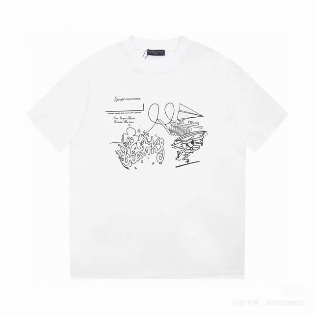 Dl109 款式：2025新款Dlv Dlouis Vuitton短袖T恤 材质：高版本260G双纱精梳棉 尺码： Xs～Dl 颜色：黑 白
