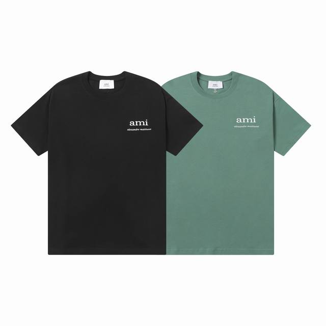 款号：611 Ami春夏短袖系列~ 重磅厚实高克重 100%双纱棉270克重 细节到位 质量过关 支持对比 S-Xl 四个码数 颜色：薄荷绿 黑色